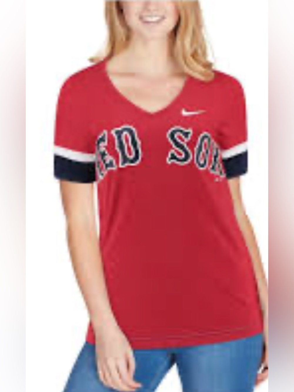 Nike Boston Red Sox Women's Game-Day Mesh V-Neck Top, size L